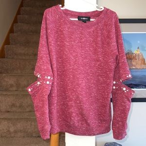 Amy Byer red purple cut out long sleeve shirt medium great used condition